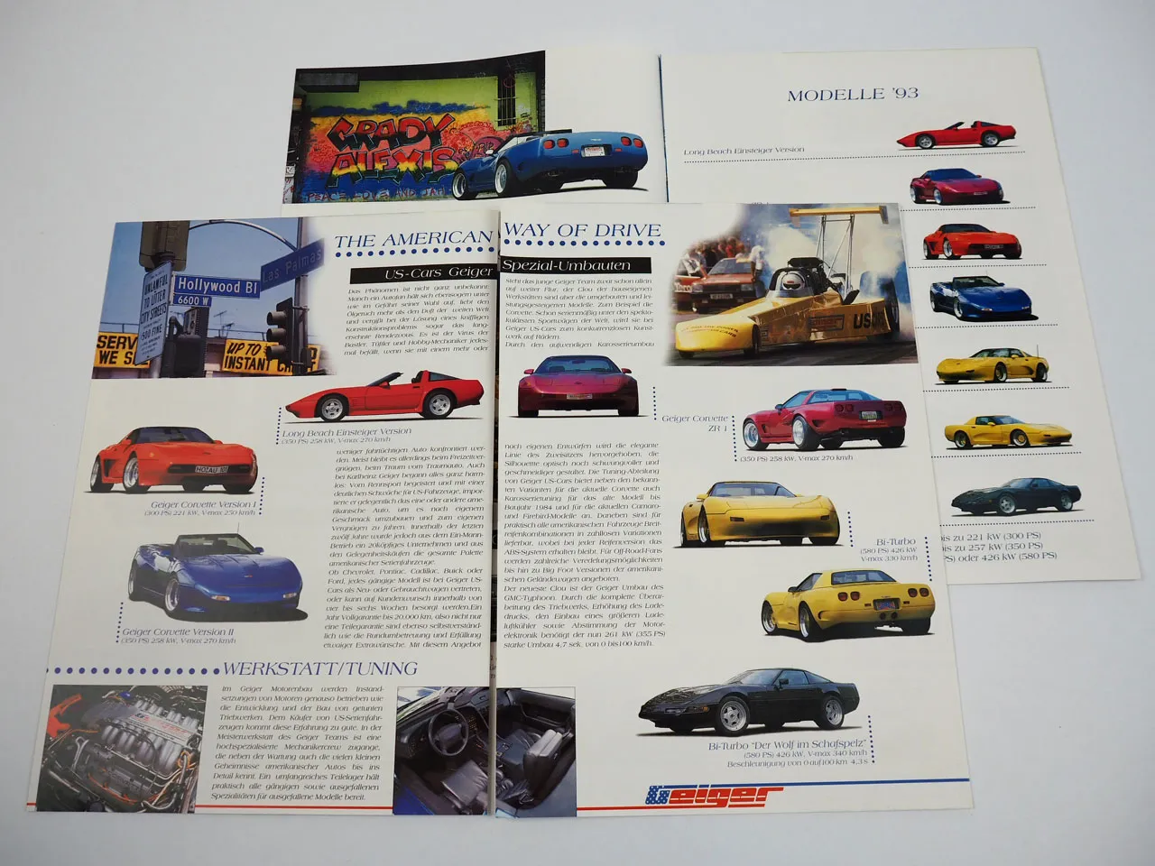Geiger US Cars Gesamtprogramm Modelle 1993 Corvette Umbau 2x Prospekt