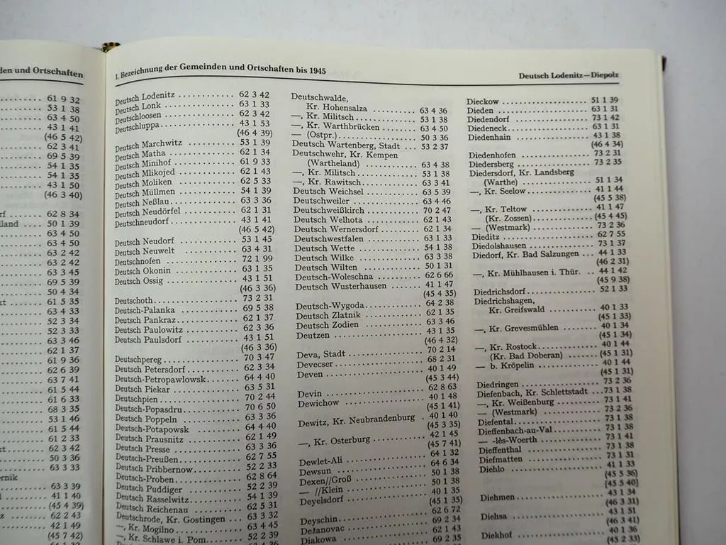 Gemeindeverzeichnis für Hauptwohngebiete der Deutschen außerhalb der BRD 1982