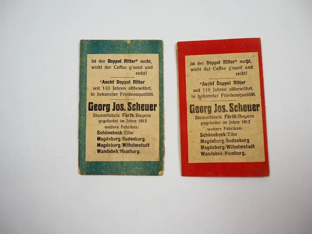 Georg Jos. Scheuer Doppel Ritter Kaffee Caffee Zusatz im Hufeisen Päckl ca 1920