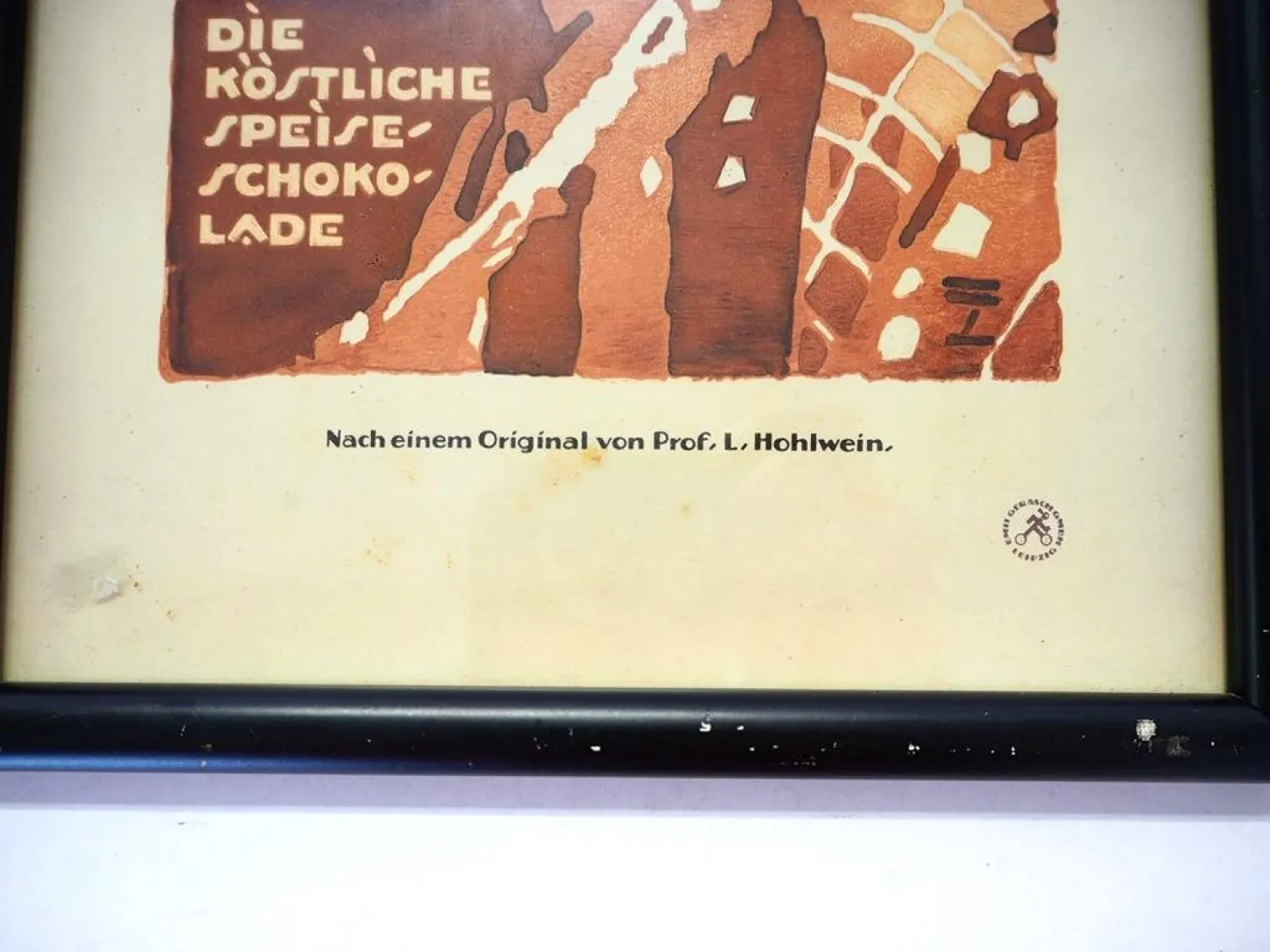 Gerahmter Druck Ludwig Hohlwein Riquetta Schokolade 1930er J. E. Gerasch Leipzig