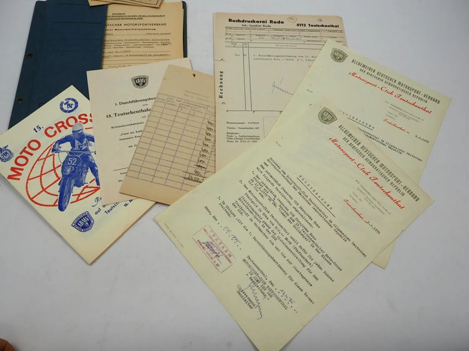Geschäftsunterlagen Motorsportclub Teutschenthal DDR Moto Cross 1973 bis 1975