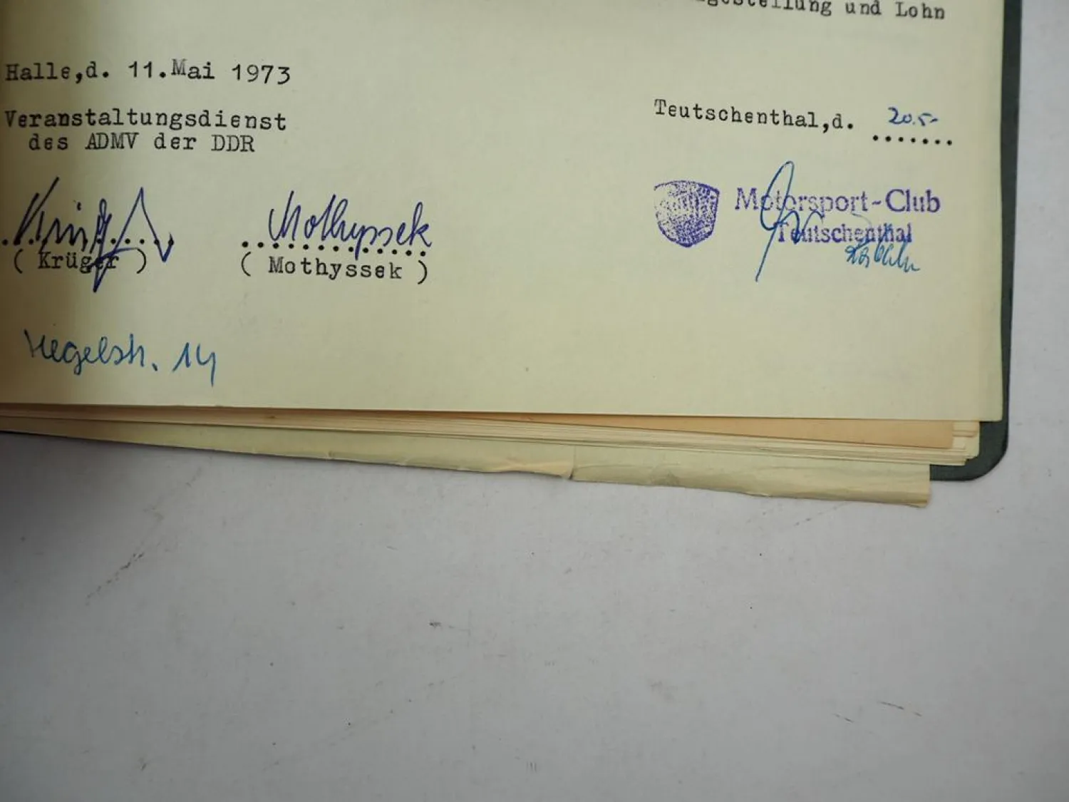 Geschäftsunterlagen Motorsportclub Teutschenthal DDR Moto Cross 1973 bis 1975