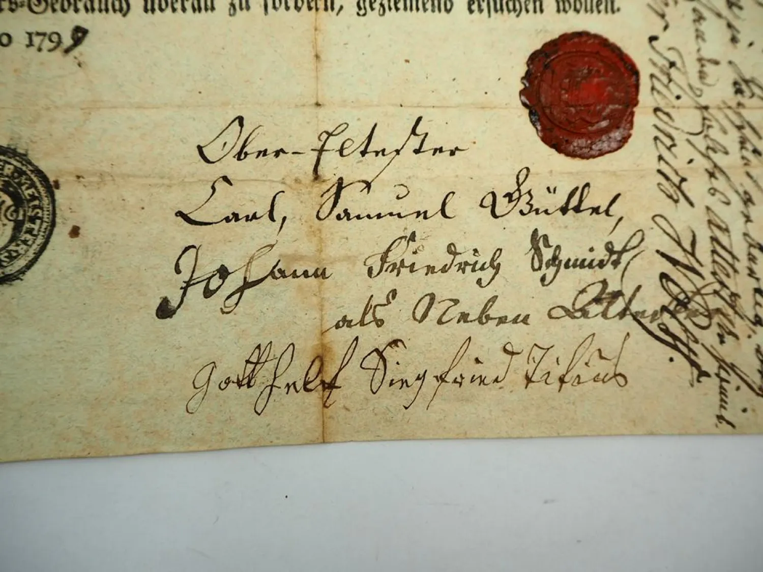 Gesellenbrief Bäcker und Küchler Löbau Oberlausitz 1799 mit Siegel
