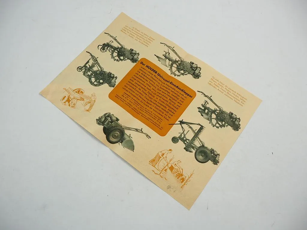 GHM Holder Universal Einachsschlepper 9 PS Traktor Prospekt 1940er J
