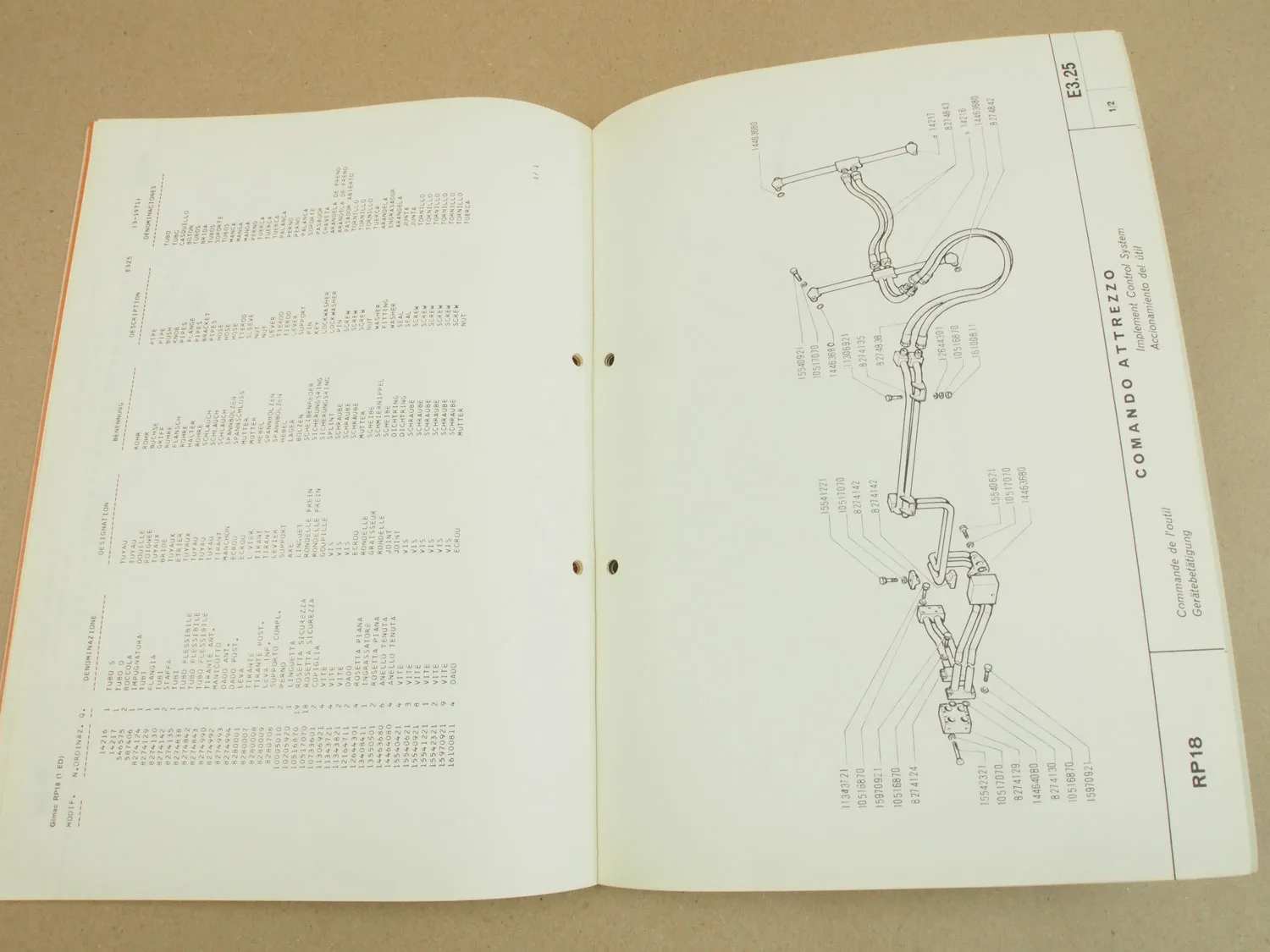 GIMAC RP18 Heckaufreißer Parti Ripper Ripper Spare Parts Ersatzteillliste 1971