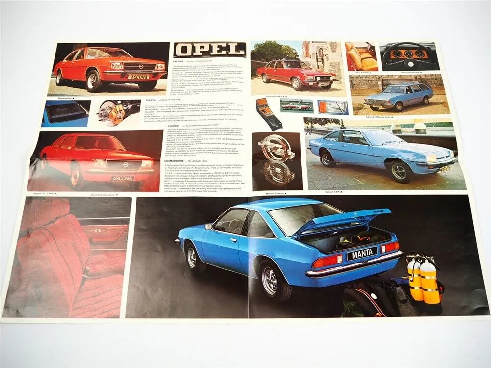 GM Opel in UK Kadett Ascona Manta Record Commodore Prospekt Brochure 1976