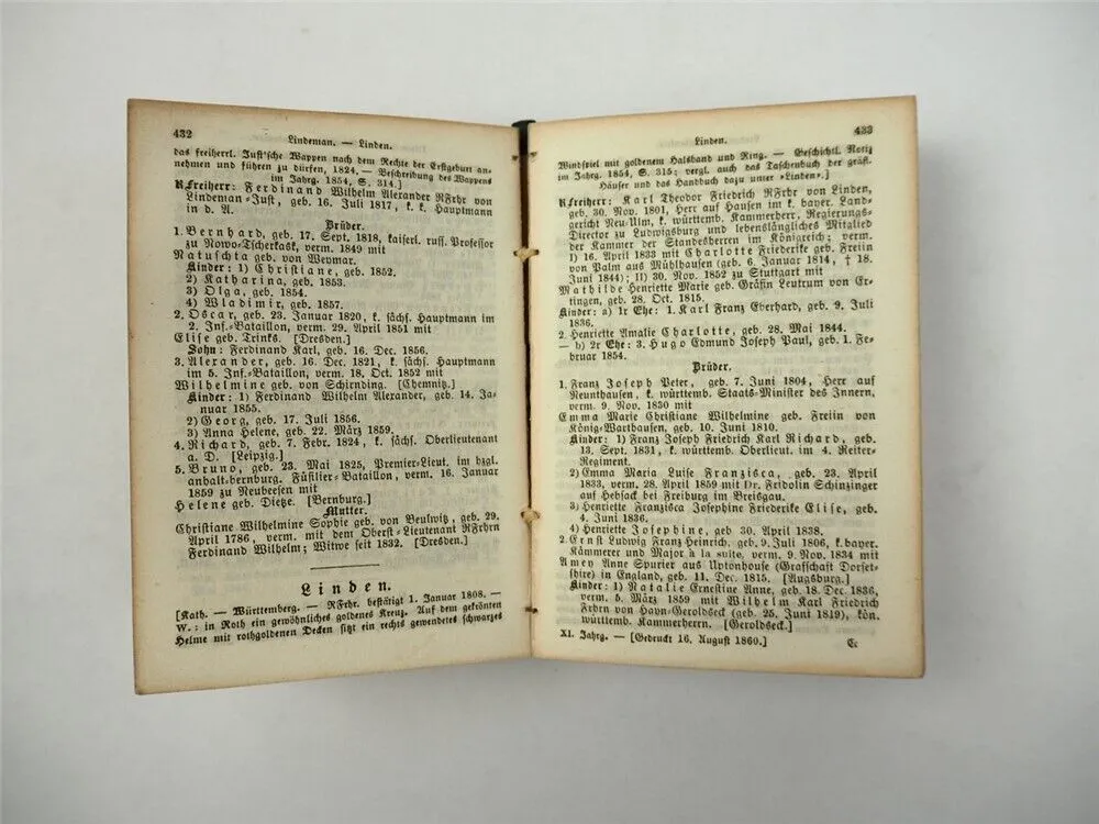Gothaisches Genealogisches Taschenbuch Freiherrliche Häuser Perthes 1861 Adel