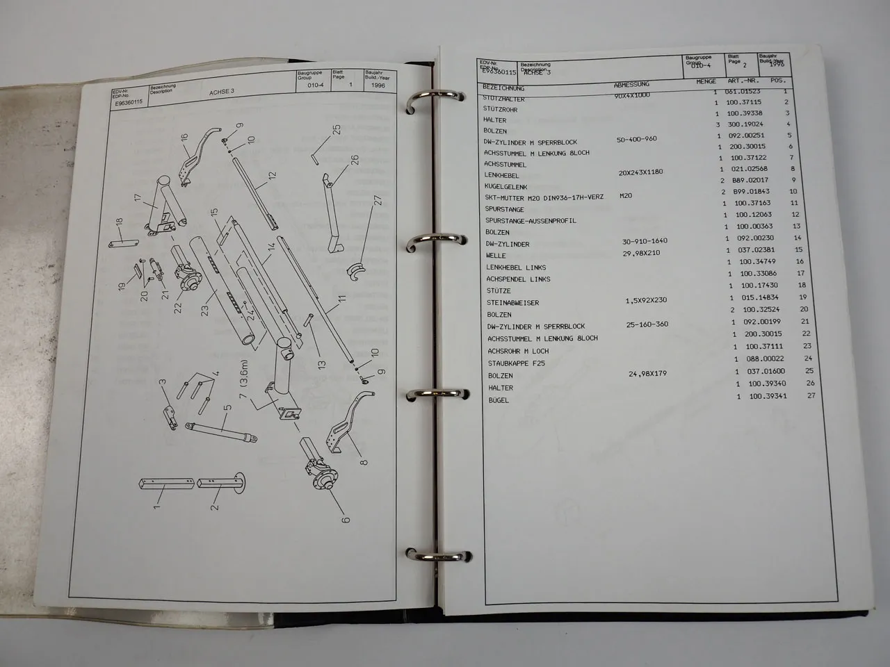 Grimme DL1500 Kartoffelvollernter Betriebsanleitung Ersatzteilliste BJ 1996