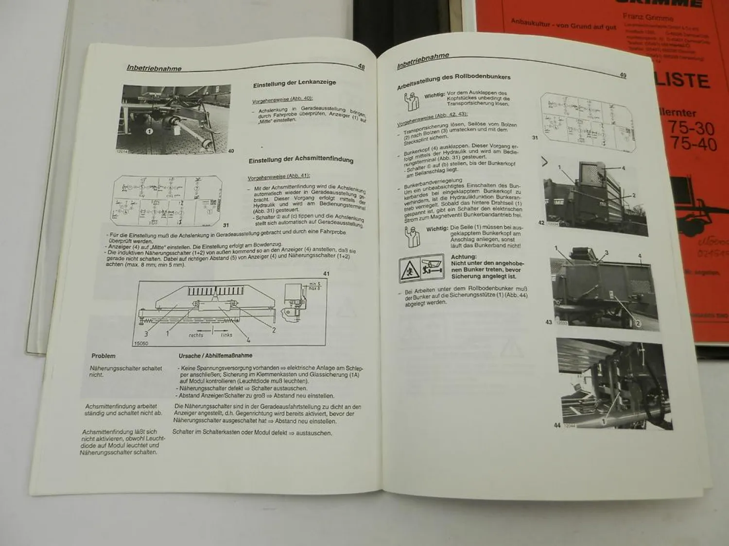 Grimme SE 75-30 75-40 Kartoffelroder Betriebsanleitung Ersatzteilliste 1995/96