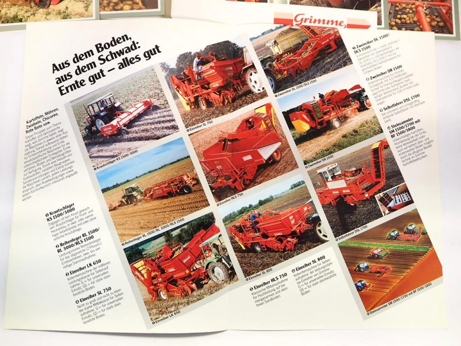 Grimme SL DL DR KS DR Erntemaschinen 9x Prospekt Preisliste ca. 1990
