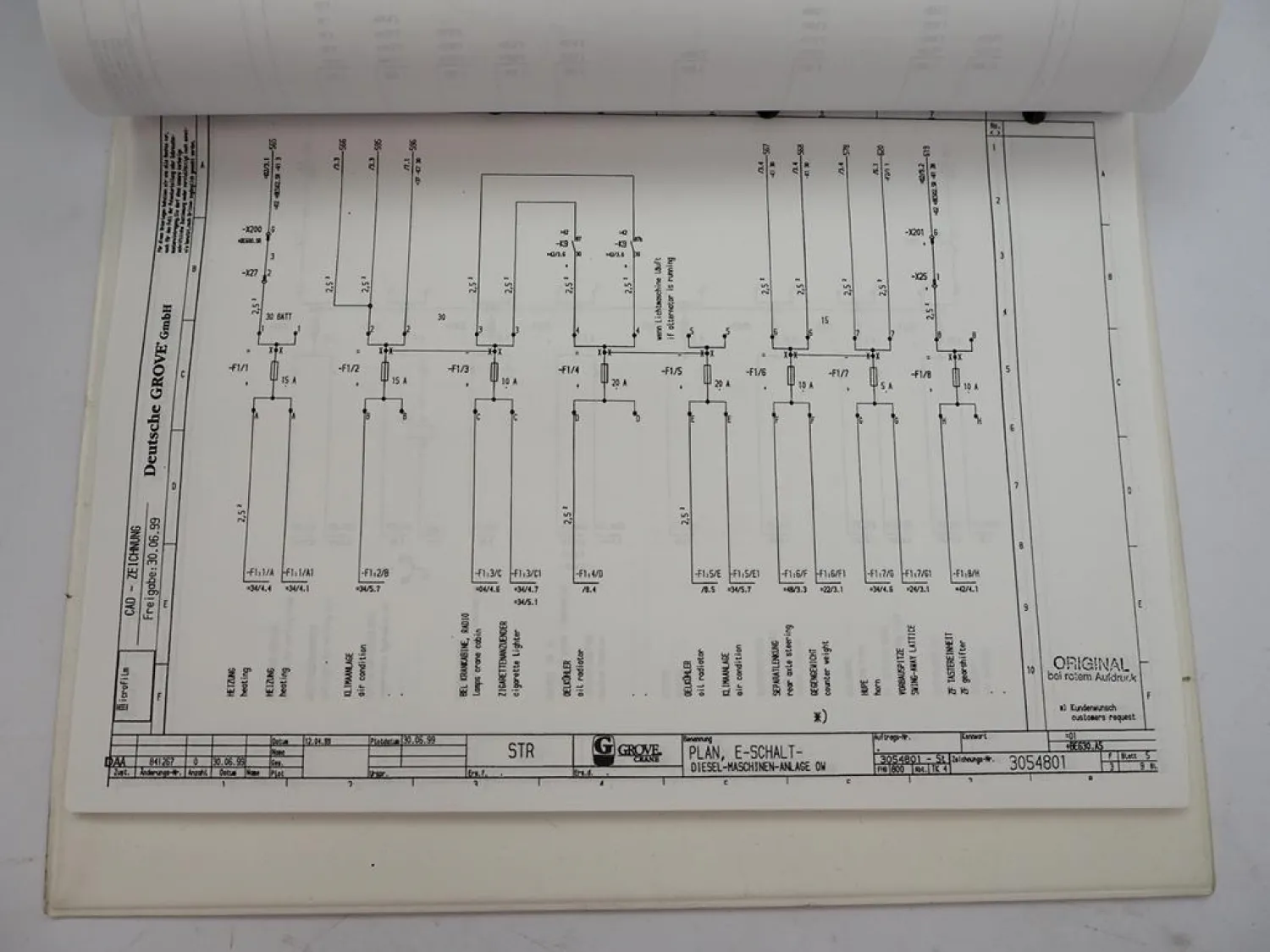 Grove GMK 2035 Mobilkran Schaltplan Elektrik Hydraulik Druckluft ca. 1995/99