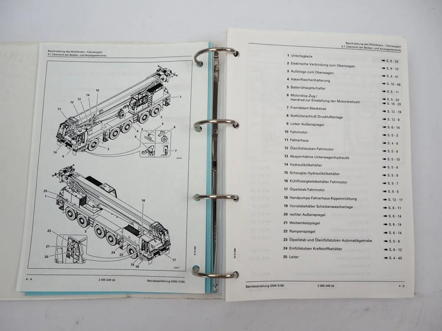 Grove GMK 5160 Mobilkran Betriebsanleitung Bedienung Schaltplan 1996