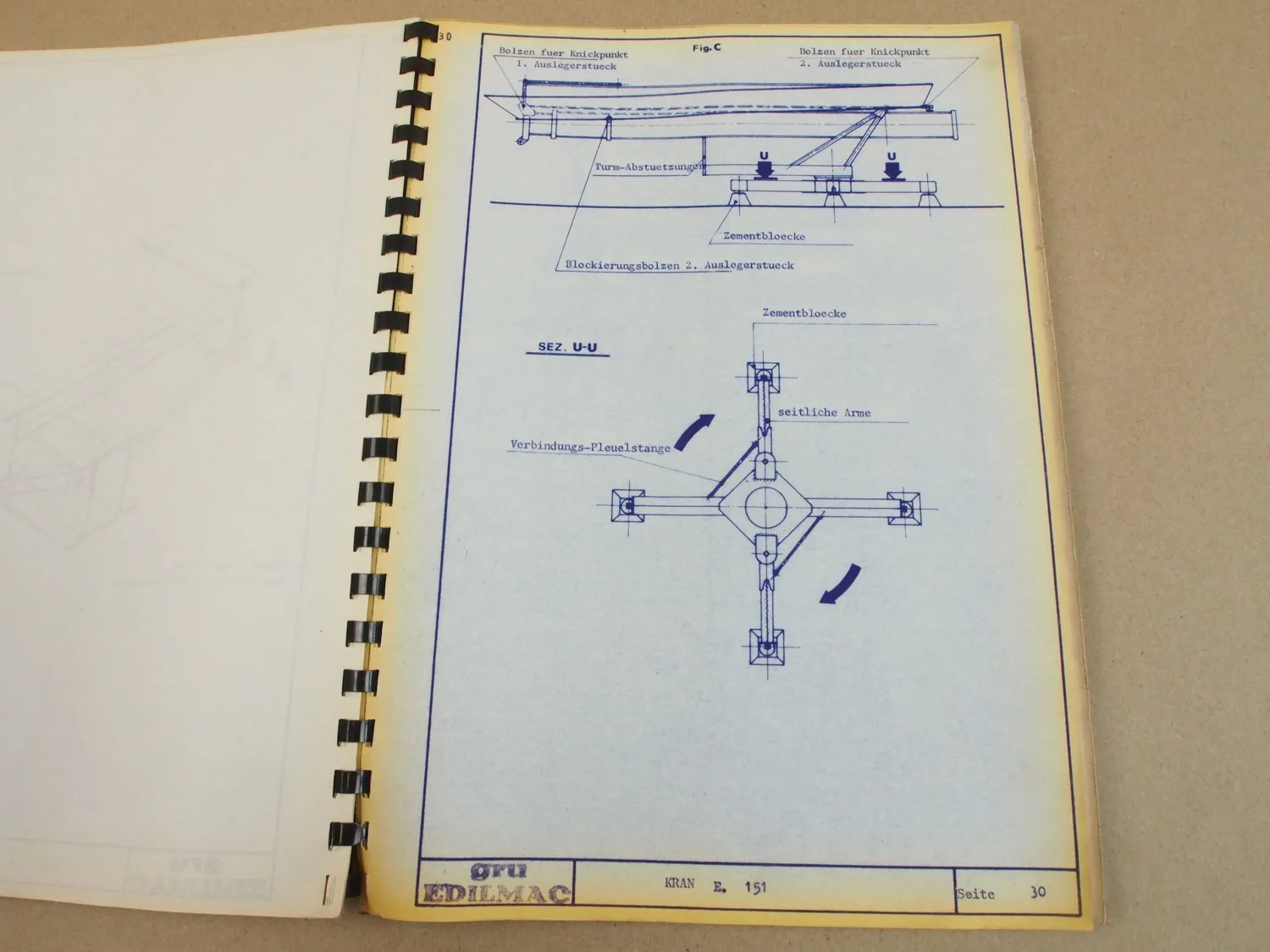 GRU EDILMAC E.151 TurmdrehKran Beschreibung Bedienung Montage 1970er