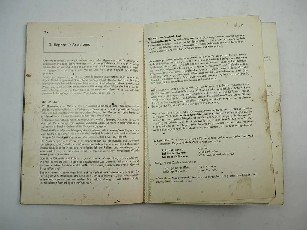 Güldner ALK Traktor Ersatzteilliste Reparaturanleitung mit Motor 2LK 1950er J.