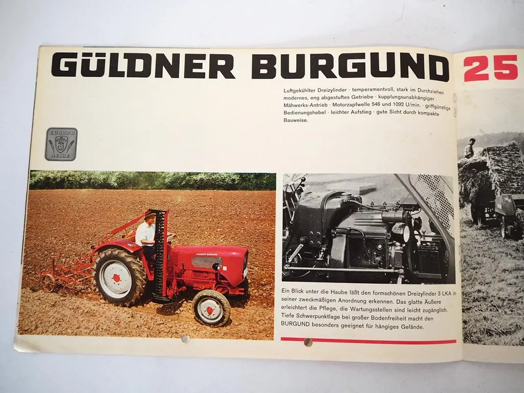 Güldner Europa Reihe Gotland Toledeo Burgund Tessin Spessart Traktor Prospekt
