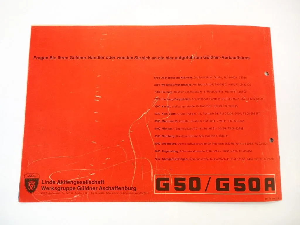 Güldner G50 G50A Dieselschlepper Traktor 50 PS Prospekt 1966