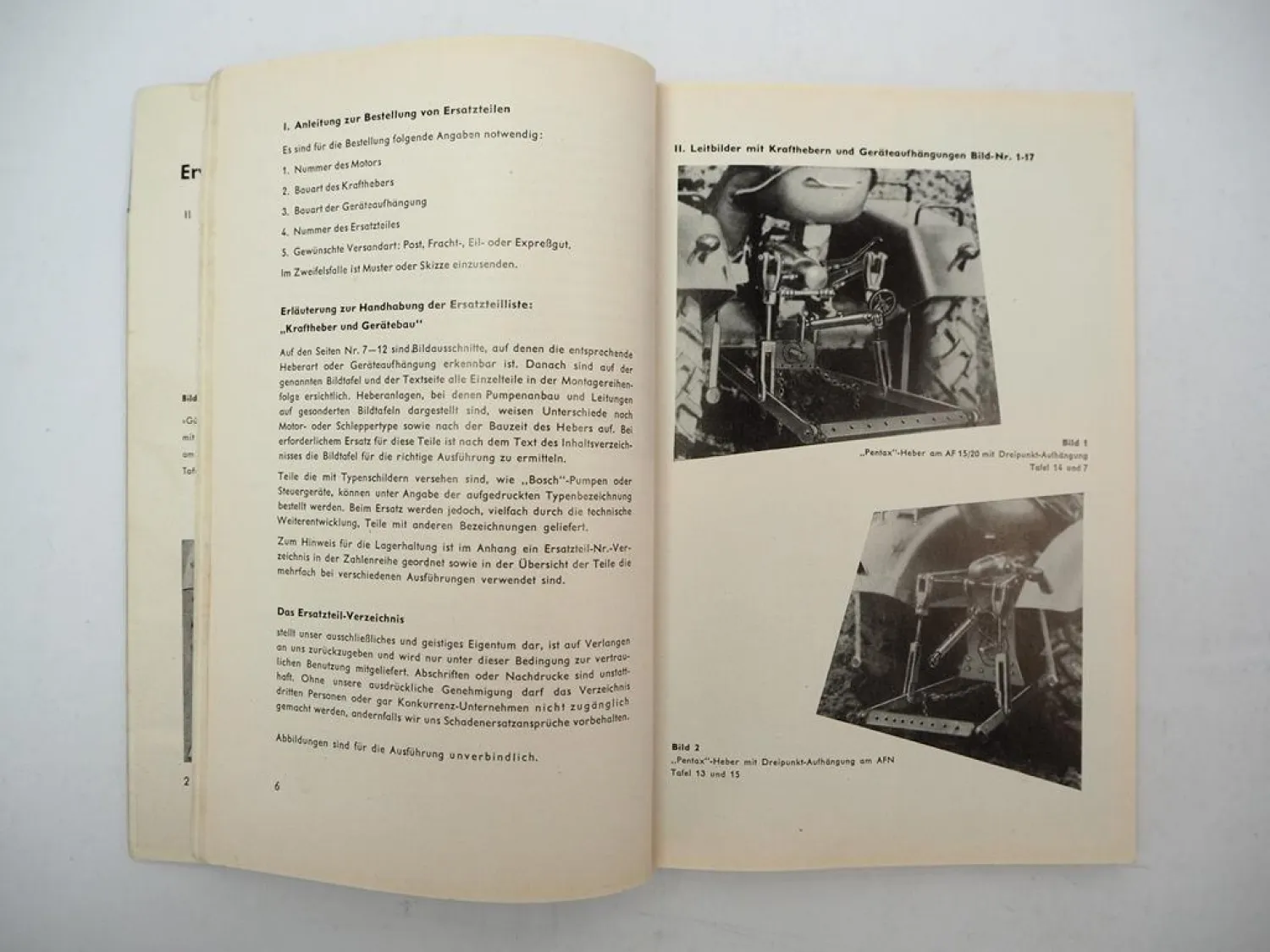 Güldner Schlepper Kraftheber Geräteanbau Ersatzteilliste 1960 AZK ALK ADN ALD