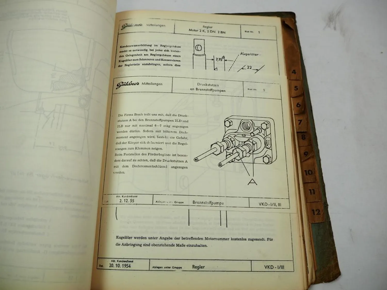 Güldner Technische Mitteilungen Motor & Traktor Kundendienst Werkstatthandbuch