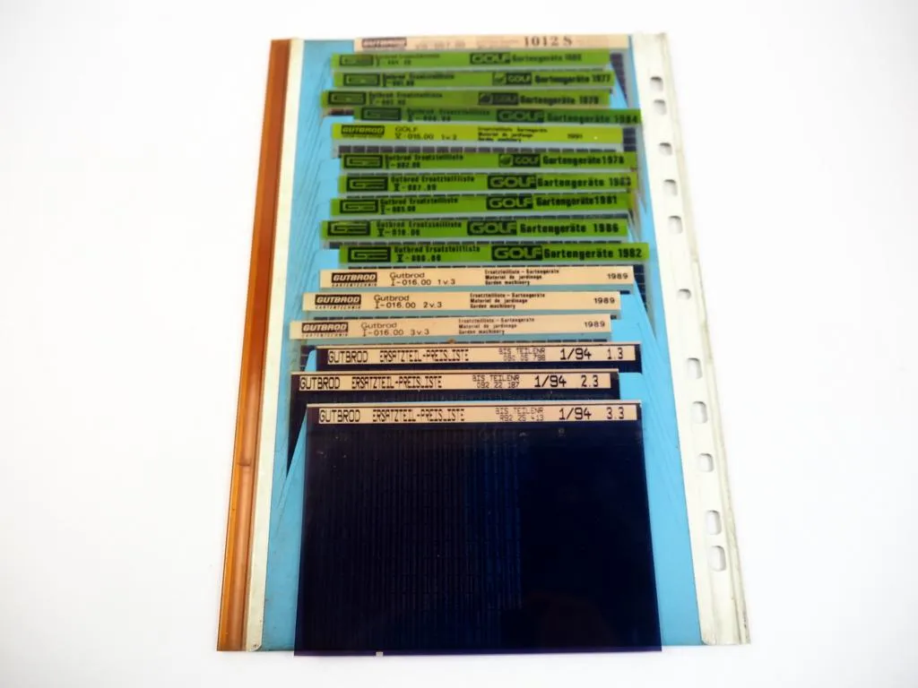 Gutbrod Gartengeräte Ersatzteillisten Parts List 1977 bis 1992 Microfich