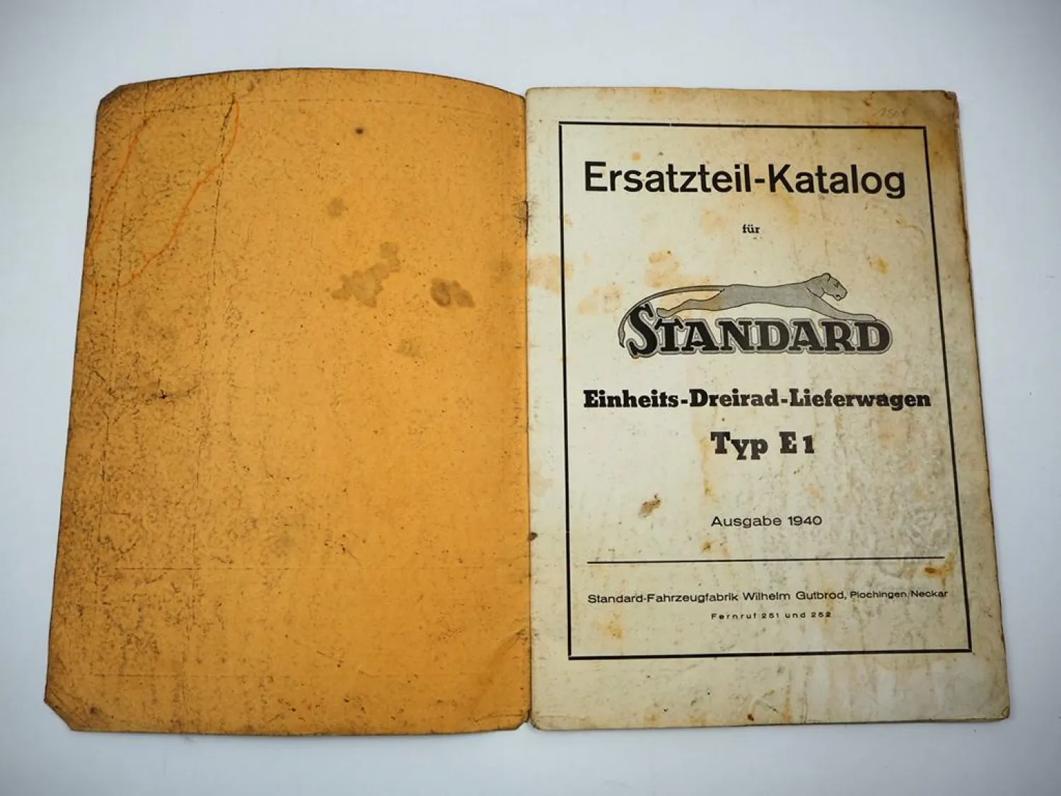 Gutbrod Standard E1 Einheits Dreirad Lieferwagen Ersatzteilliste 1940 Plochingen