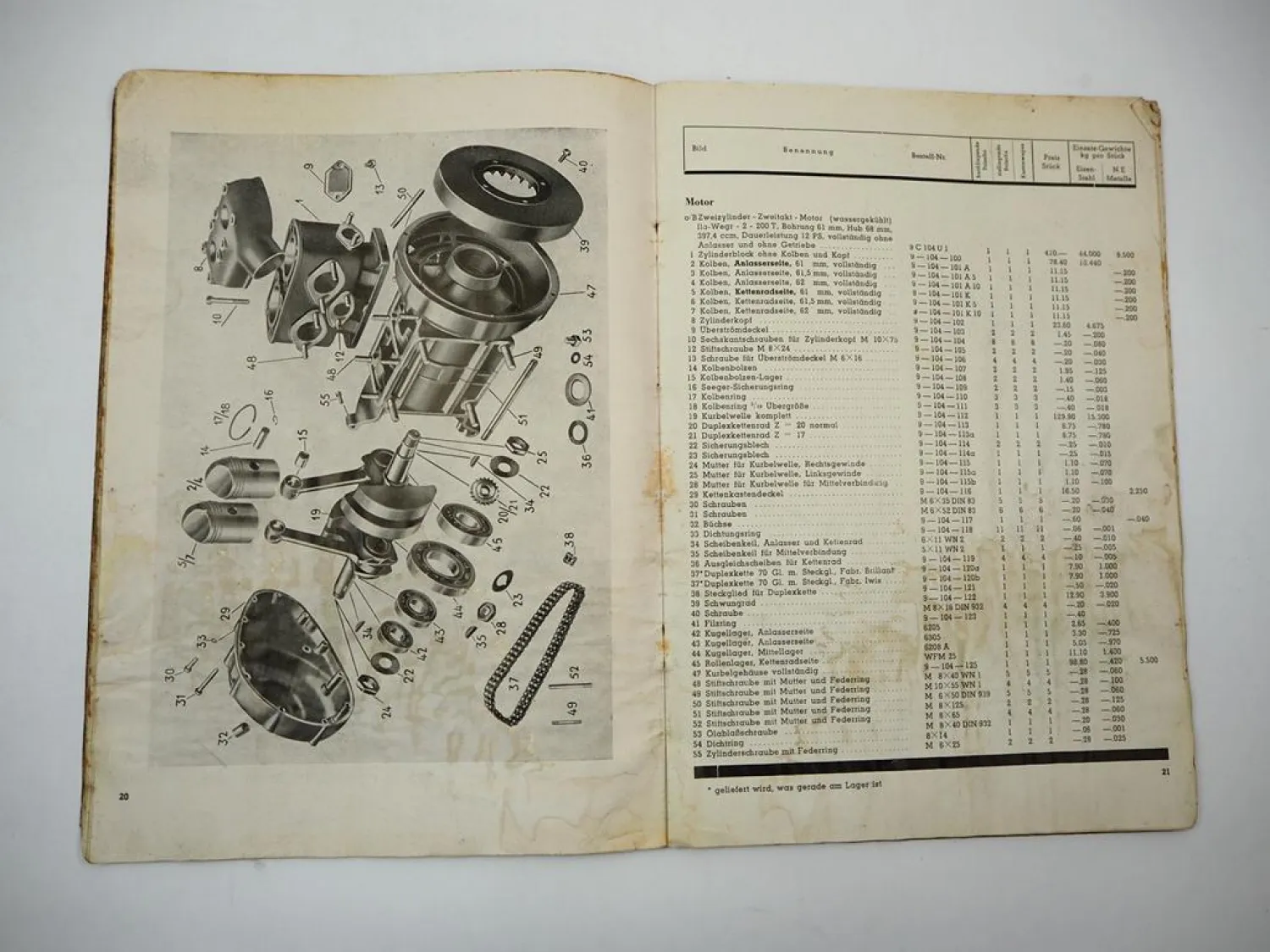 Gutbrod Standard E1 Einheits Dreirad Lieferwagen Ersatzteilliste 1940 Plochingen