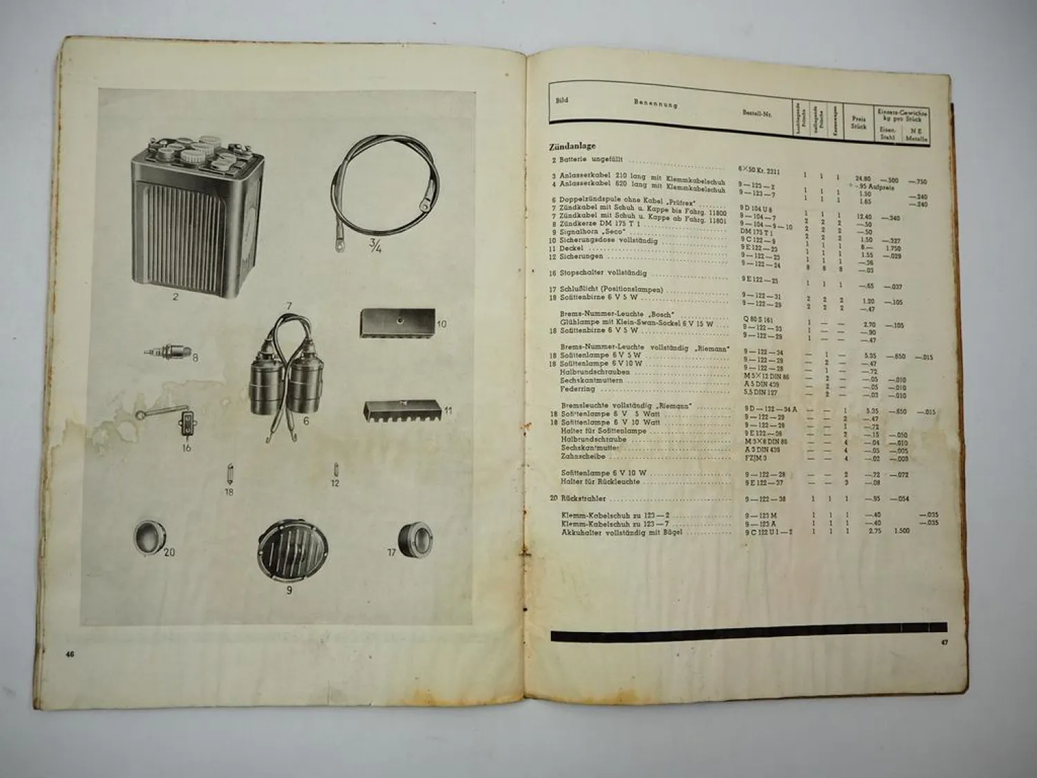 Gutbrod Standard E1 Einheits Dreirad Lieferwagen Ersatzteilliste 1940 Plochingen