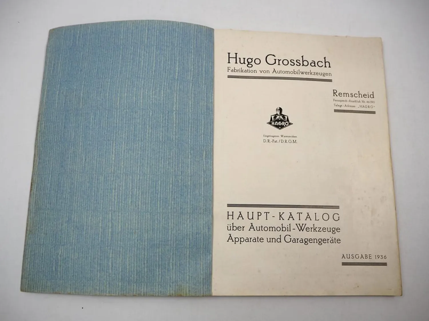 HAGRO Hugo Grossbach Remscheid Automobil Werkzeug Katalog 1936