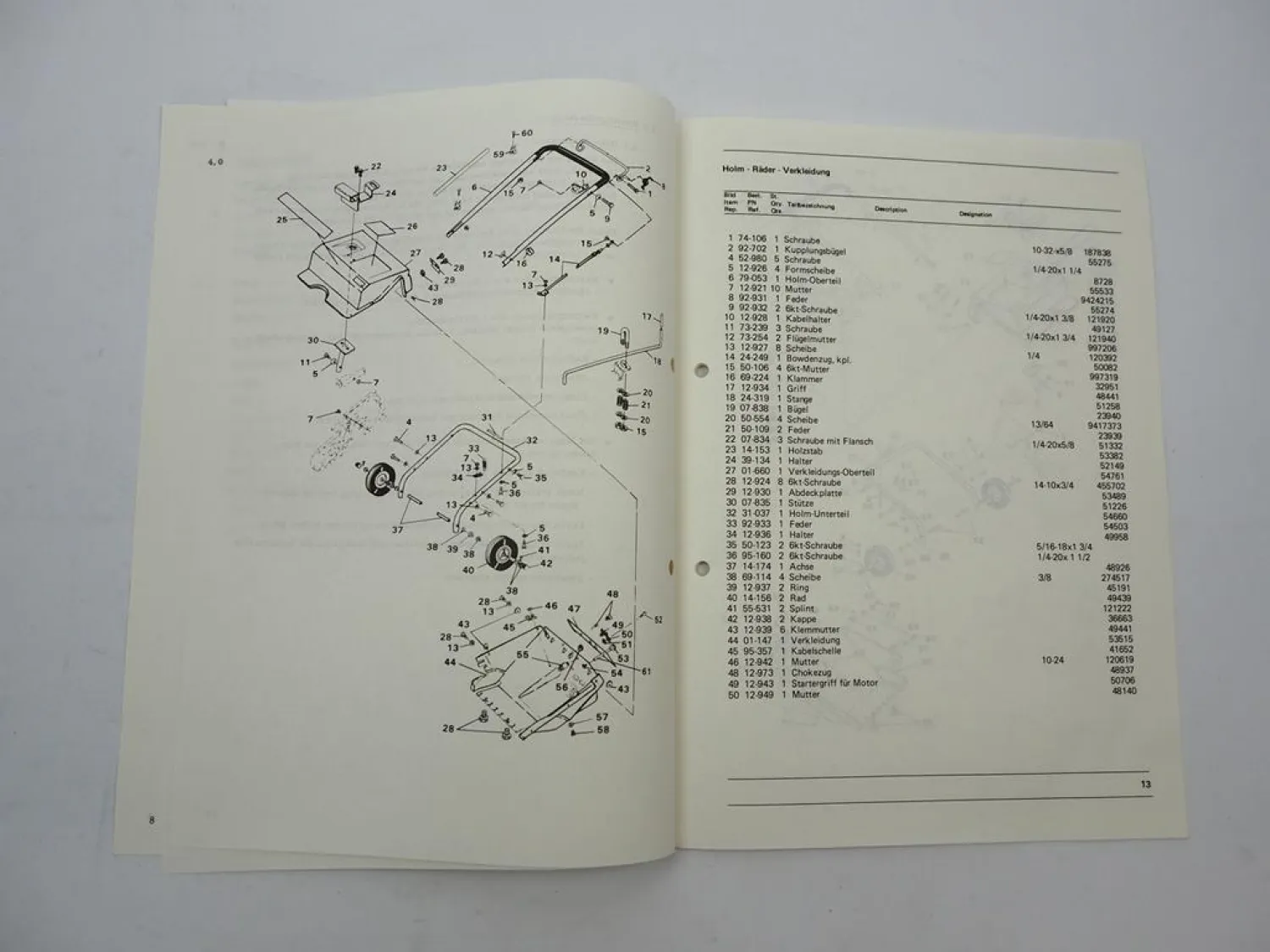 Hako Schneehexe LS 6051 Betriebsanleitung Ersatzteilliste 1980/90er Jahre