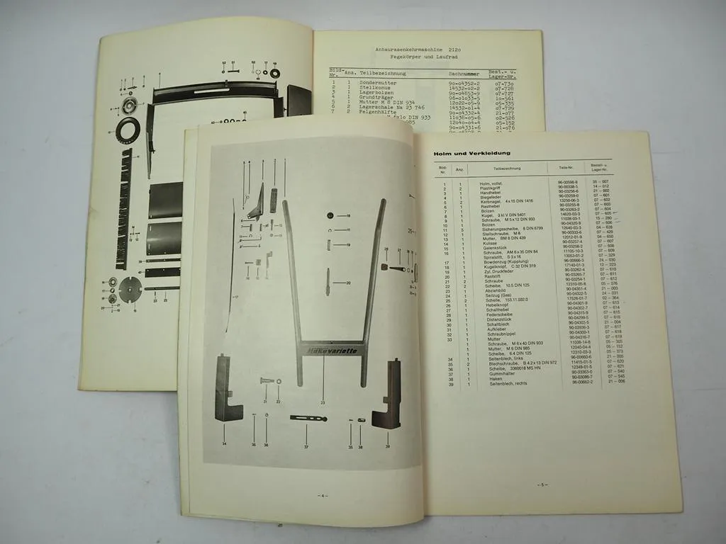Hako Variette mit Anbaugeräten 2x Ersatzteilliste 1968/69