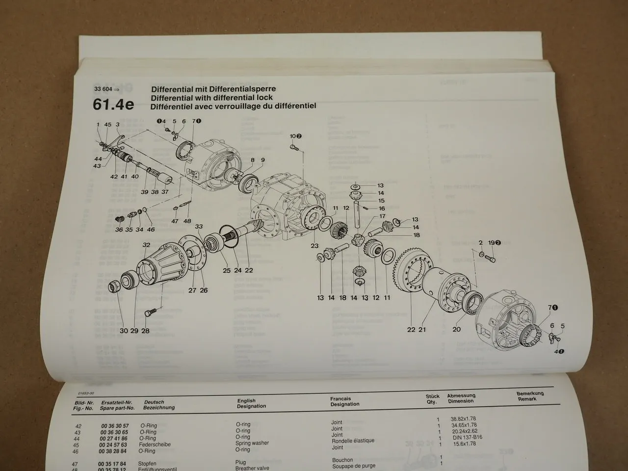 Hamm 2411 2414 Walze Ersatzteilliste Spare Parts Pieces de rechange 1993