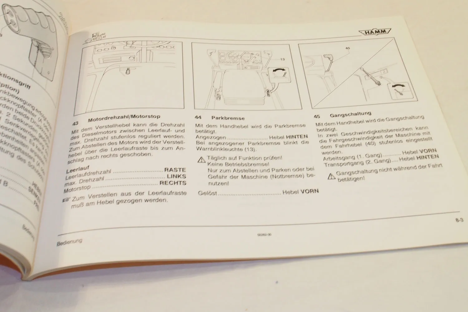 Hamm 2420 2420D 2422DS Betriebsanleitung Bedienung und Wartung 6/1993