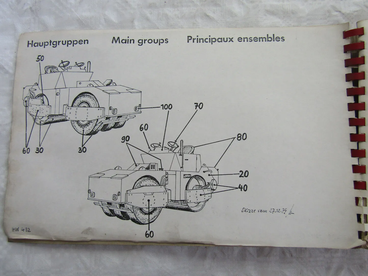 Hamm 432 Walze Ersatzteilliste Parts List Pieces rechange 1979/80