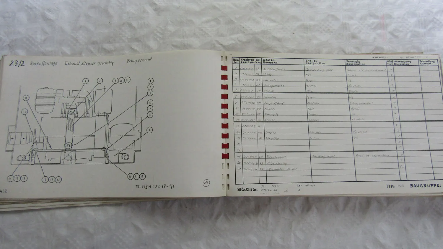 Hamm 432 Walze Ersatzteilliste Parts List Pieces rechange 1979/80