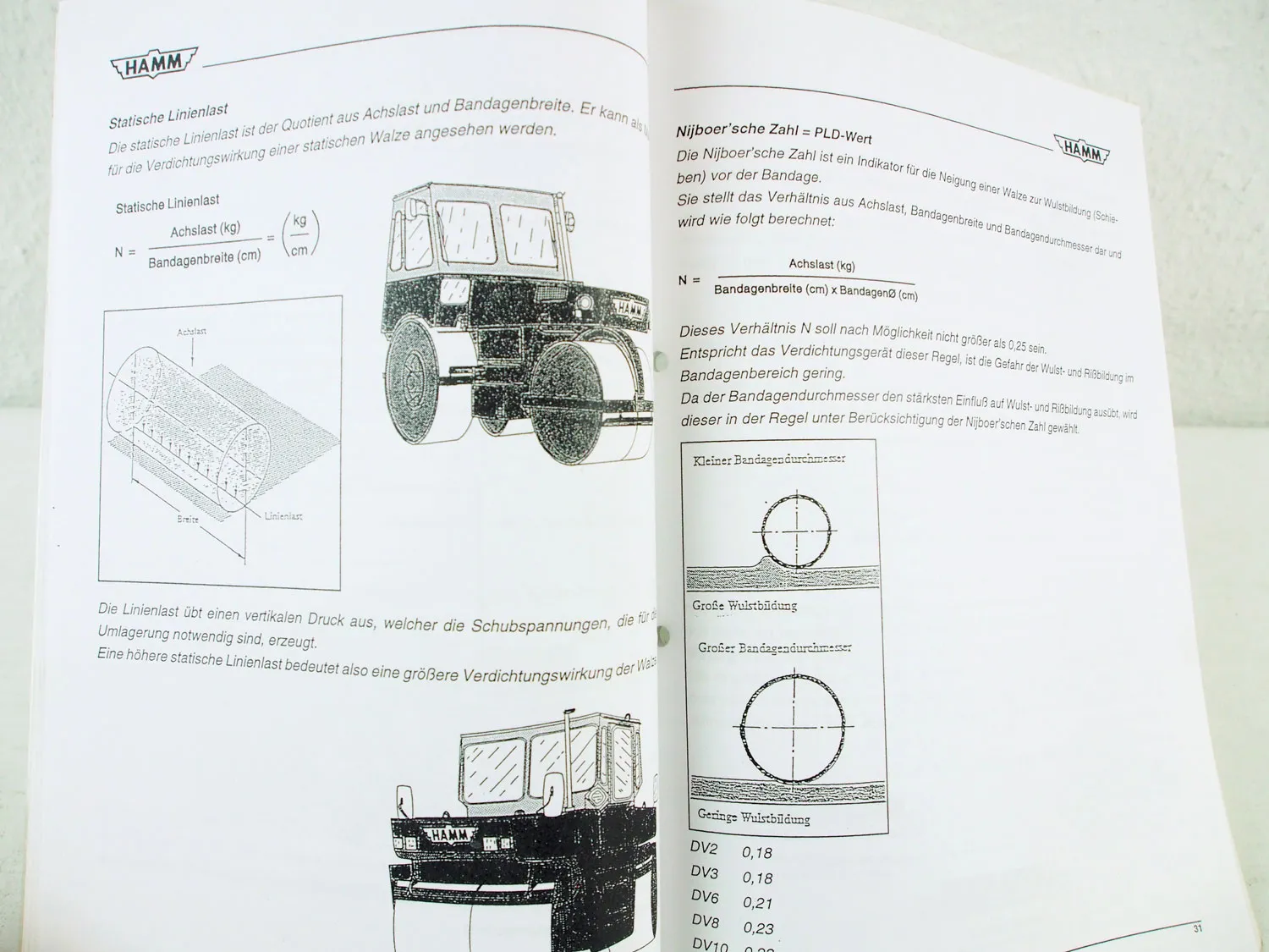 Hamm DV10 Walze Bedienungsanleitung und Lehrgang Schulung Anwednungstechnik