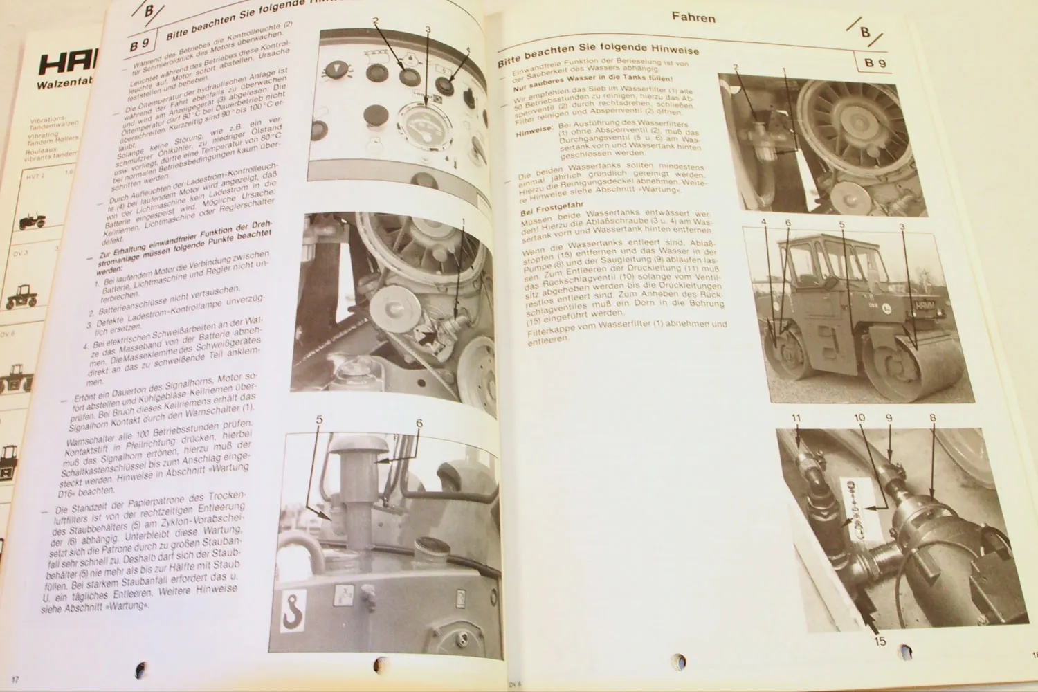 Hamm DV5 Bedienungsanleitung Betrieb Wartung 1983 und Ersatzteilliste 1986
