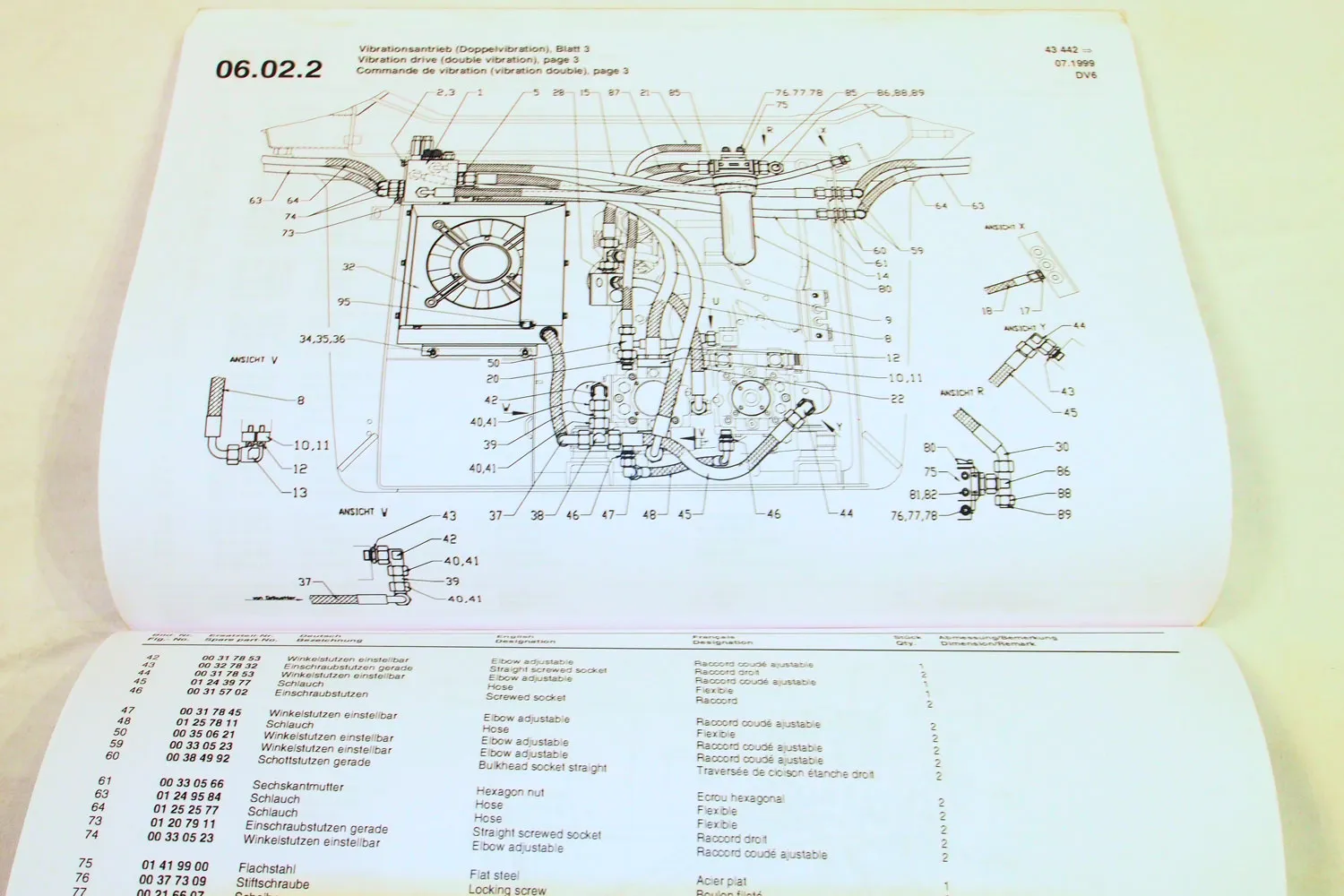 Hamm DV6 DVO6 K V Super Bedienung Ersatzteilliste Wartung und Schulungshandbuch