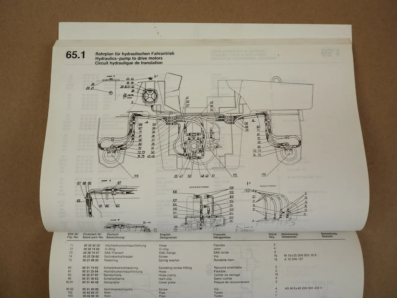 Hamm DV6 Walze Ersatzteilliste Spare Parts Pieces de rechange 1982