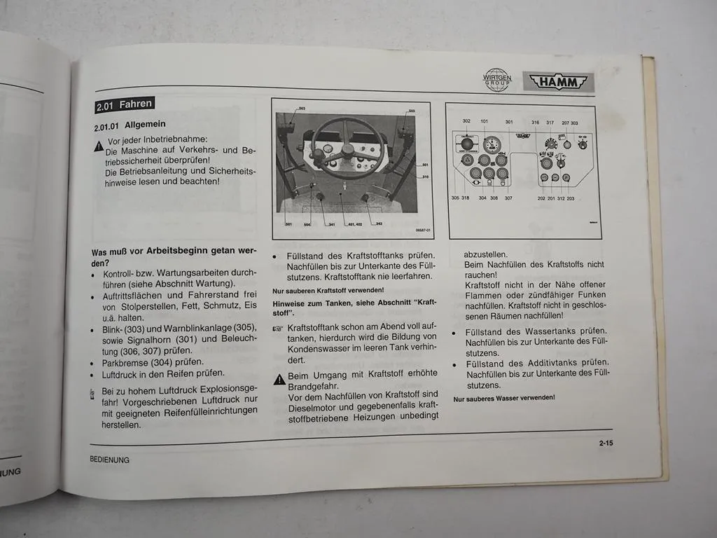 Hamm HD 10 12 13 K Walze Betriebsanleitung mit Sicherheitshinweisen 2002