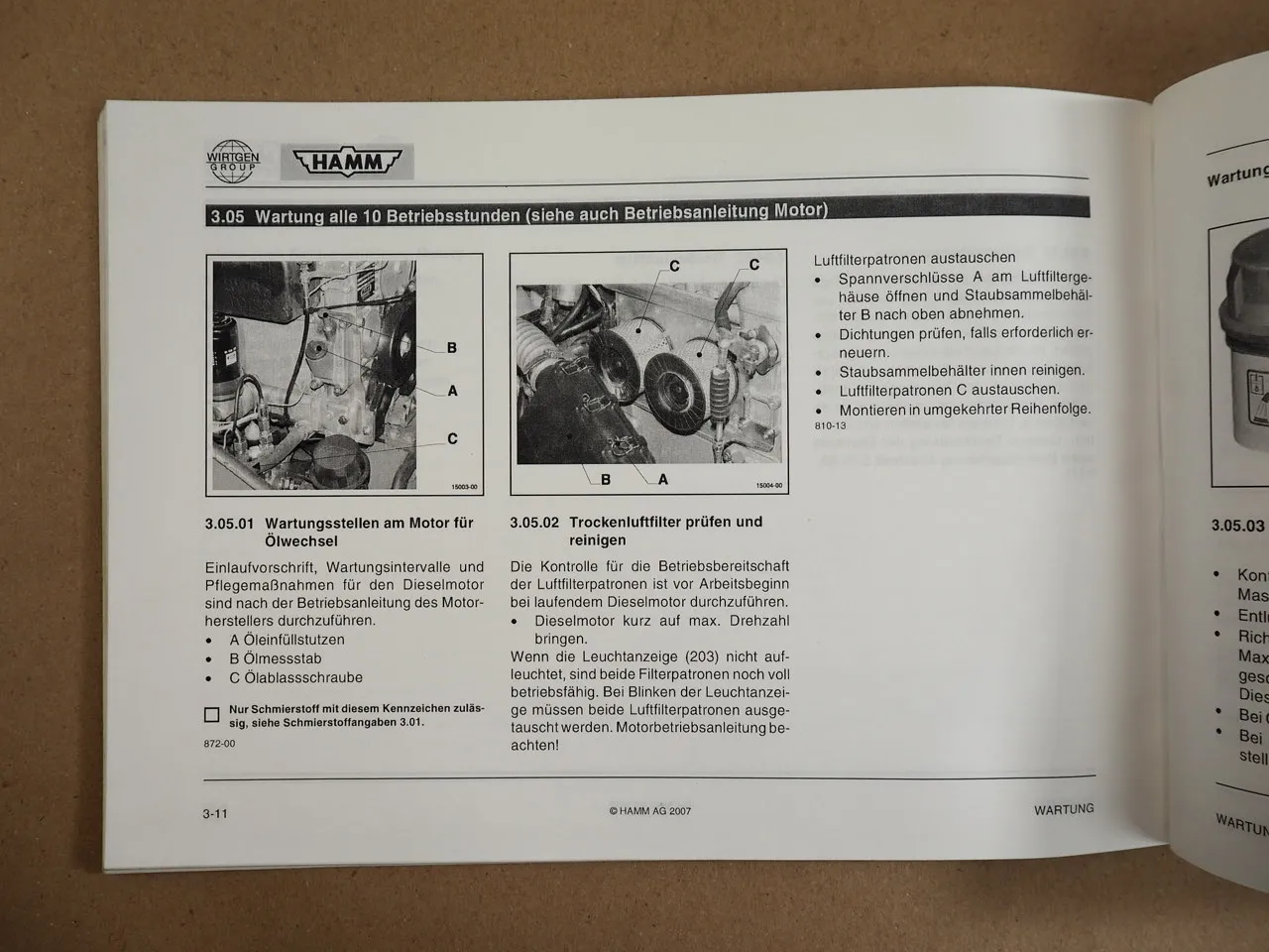 Hamm HD8VV HD10CVV Walze Betriebsanleitung Ersatzteilliste 2007