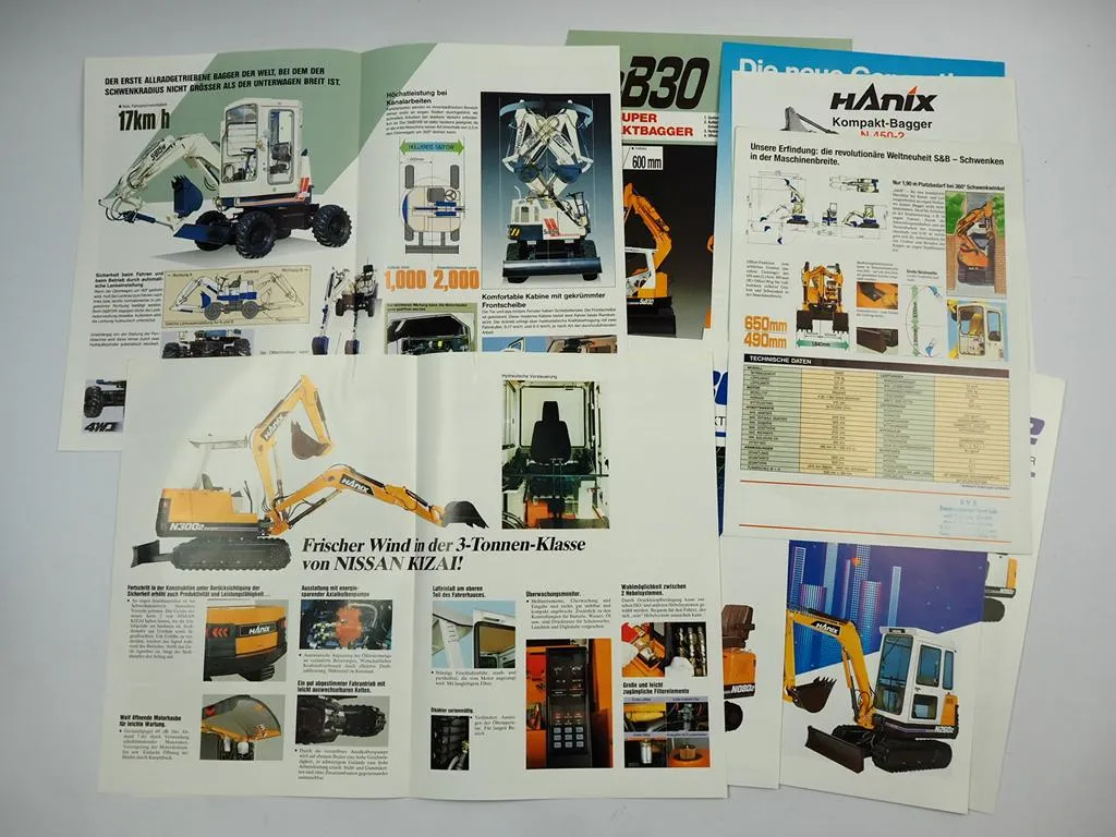 Hanix S&B 15 20 30 N080-2 bis N450-2 Kompaktbagger Minibagger 10x Prospekt