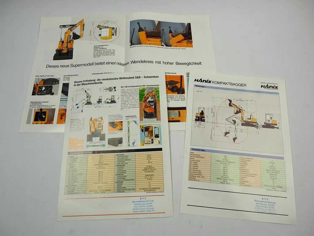Hanix S&B20 N150-2 N350-2 Kompaktbagger Minibagger 3x Prospekt