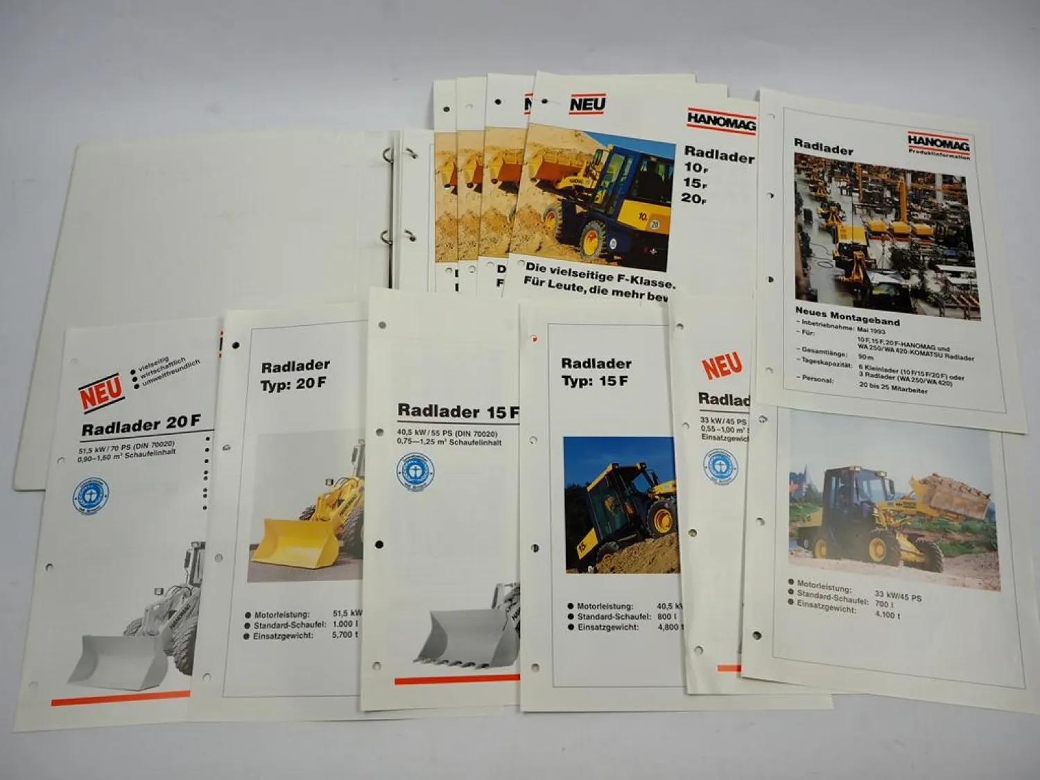 Hanomag 10 15 20 F Radlader Produktinformation mit ca. 20 Prospekten 1993
