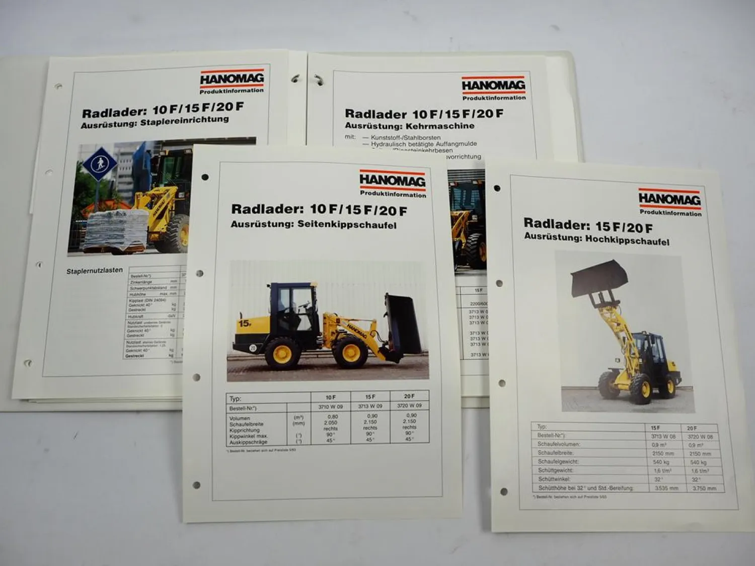 Hanomag 10 15 20 F Radlader Produktinformation mit ca. 20 Prospekten 1993