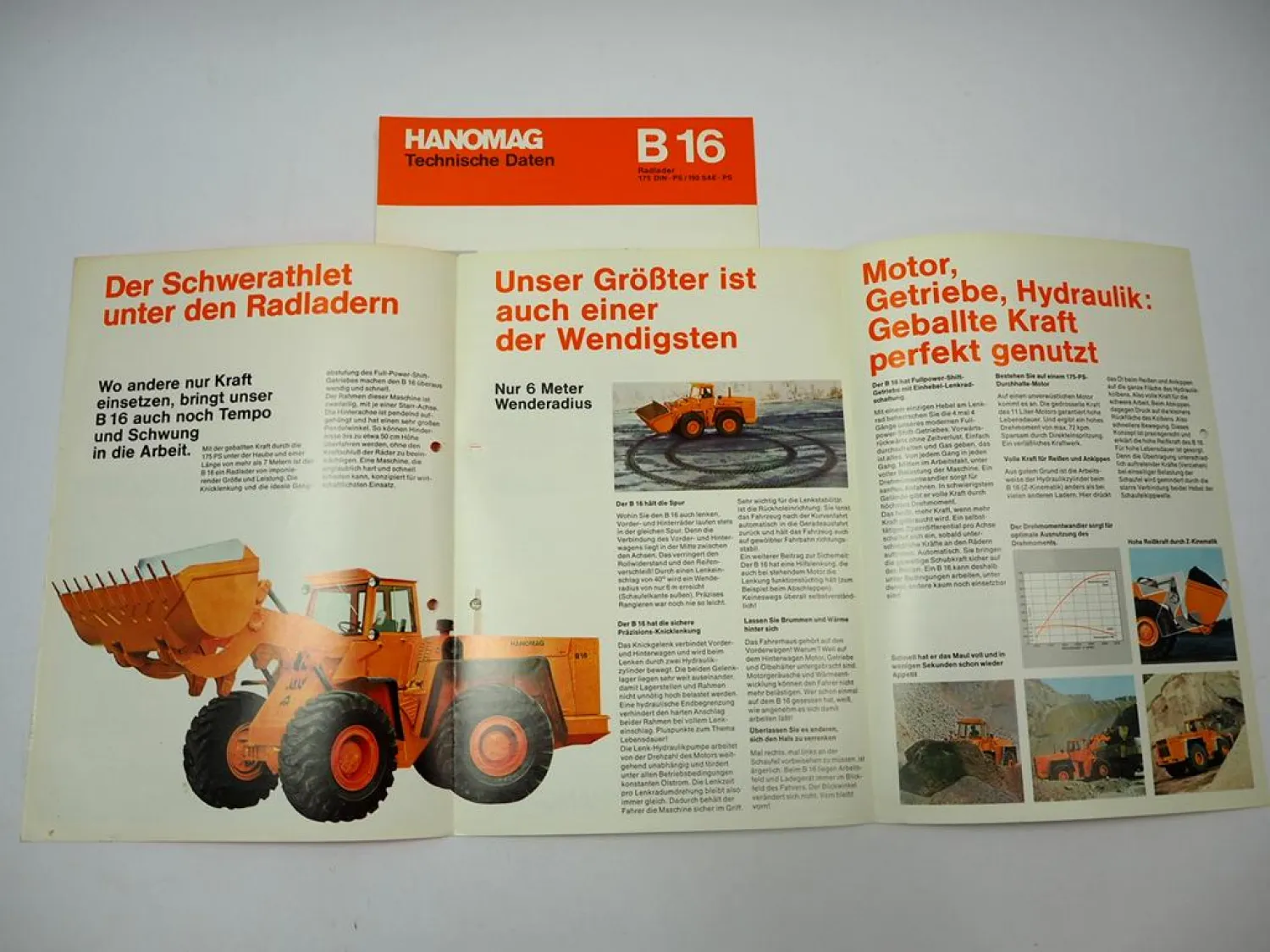 Hanomag B16 Radlader 175 PS 2x Prospekt Technische Daten 1970er Jahre