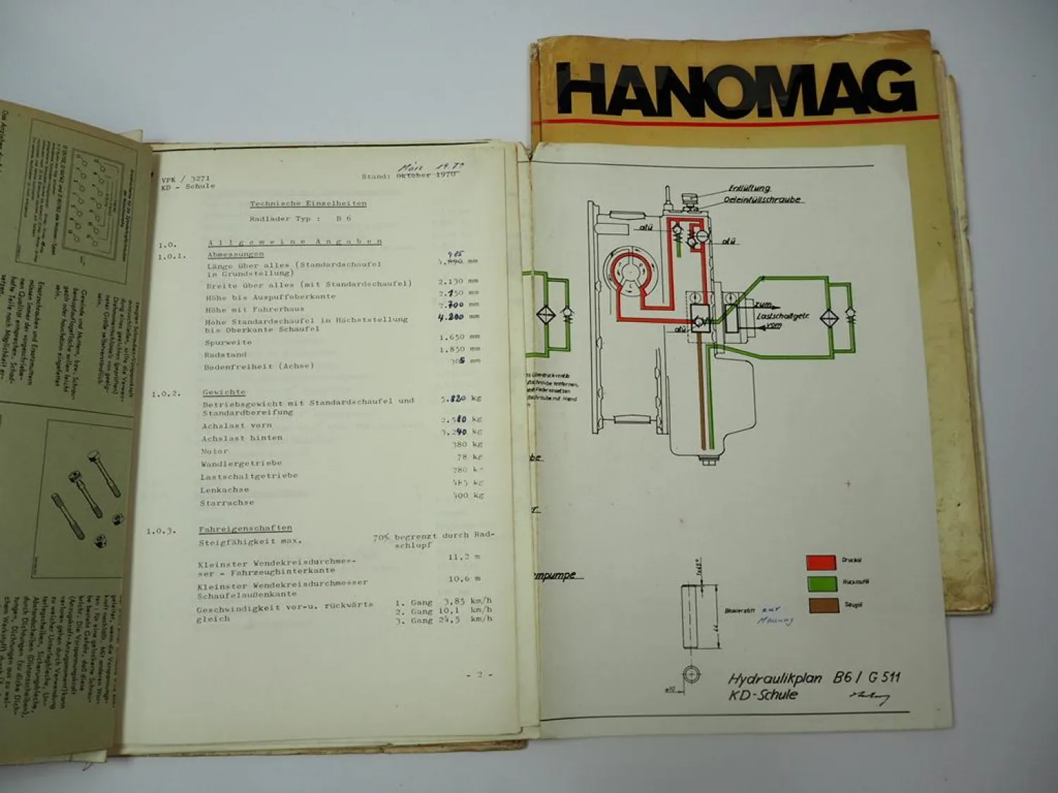 Hanomag B6 Radlader Schulungsunterlagen Kundendienst 1969/71