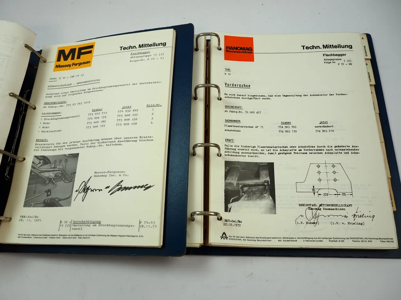 Hanomag B8c 11 14 18 30c K5b - K16 K18c Technische Mitteilungen 1974