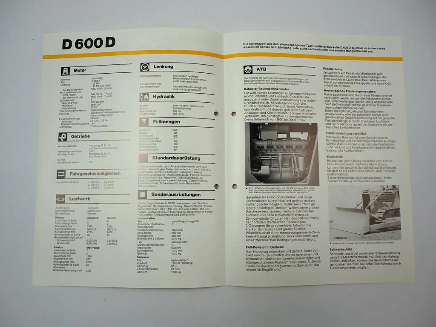 Hanomag D600D Laderaupe 147 PS Prospekt 1980