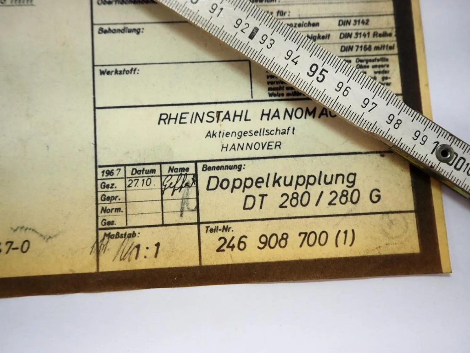 Hanomag Doppelkupplung DT280 280G LuK für Schlepper techn Zeichnung 1967