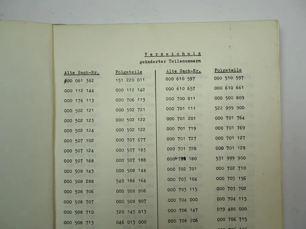 Hanomag Ersatzteildienst Verzeichnis geänderter Ersatzteil Nummern Stand 1967