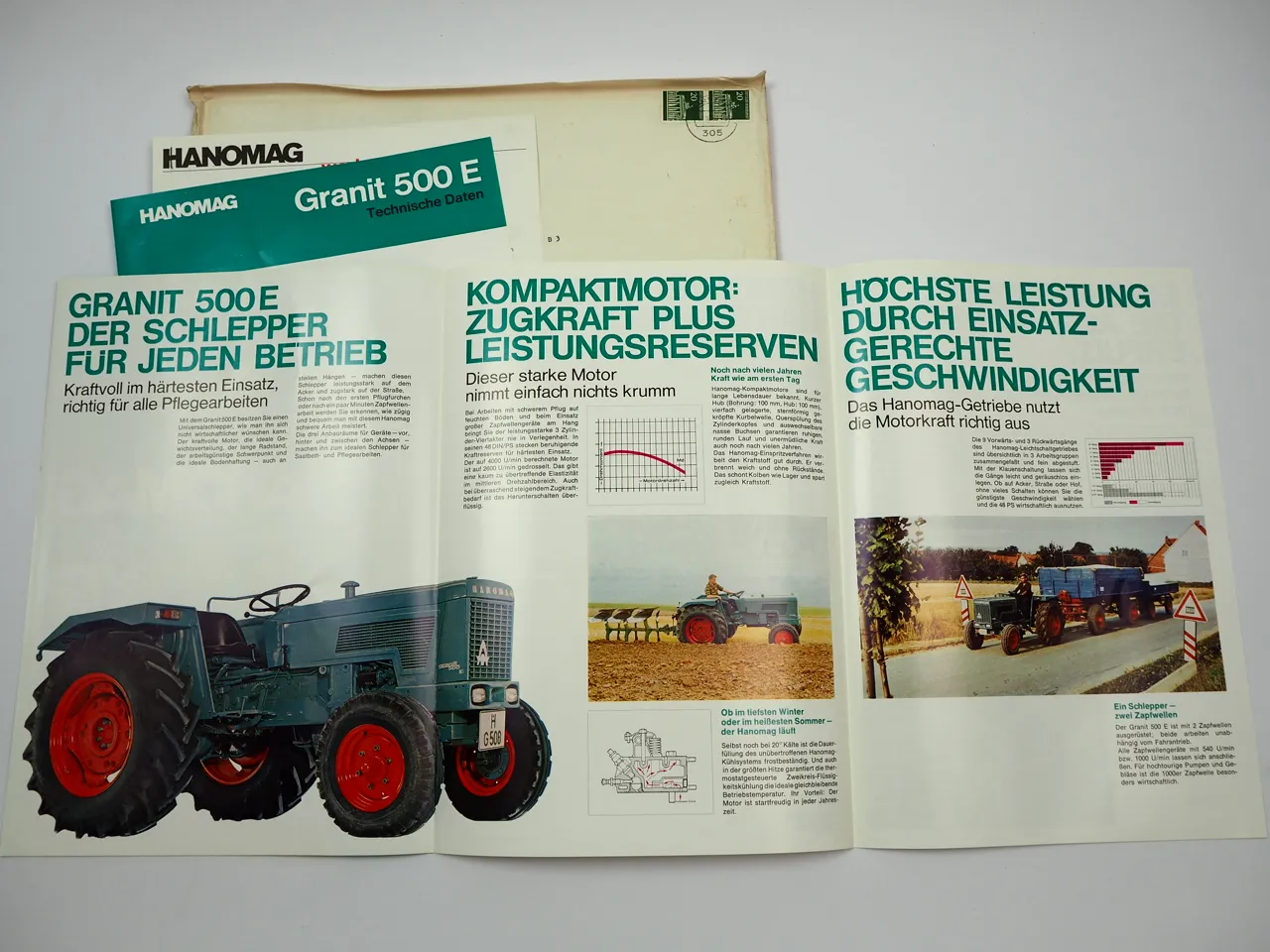 Hanomag Granit 500 E Schlepper 2x Prospekt Anschreiben Briefumschlag 1969
